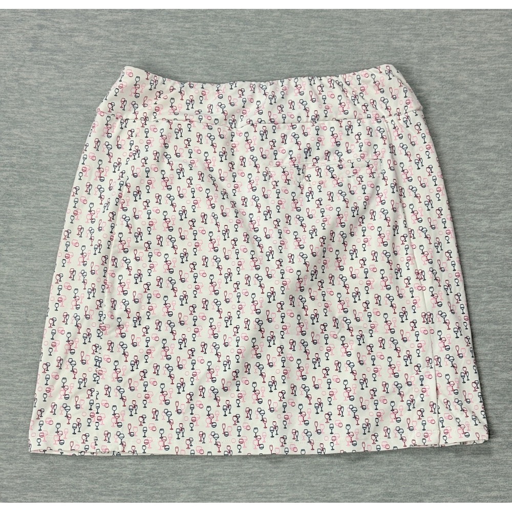 SanSoleil UV 50 Golf Skort Womens XS White Wine Glass Print Athletic Navy Pink - Picture 1 of 13